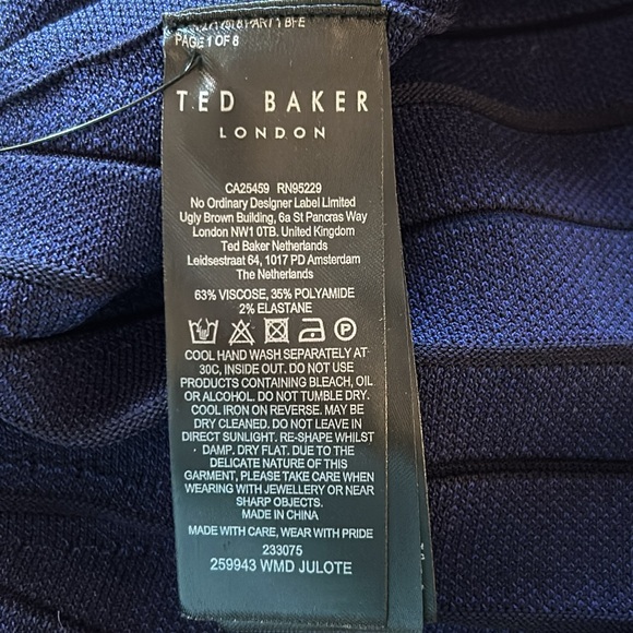 TED BAKER JULOTE FLIPPY KNIT SKATER DRESS, NAVY BLUE | size 4 - Picture 6 of 8